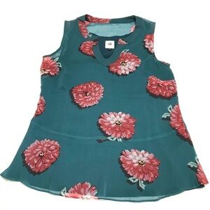 CAbi #3445 Blushing Floral Sleeveless Blouse Size Small